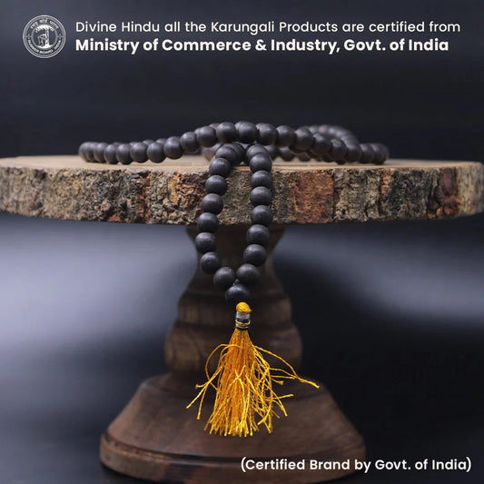 Original Karungali Mala 108-Beads Ebony Wood with Govt. Certified
