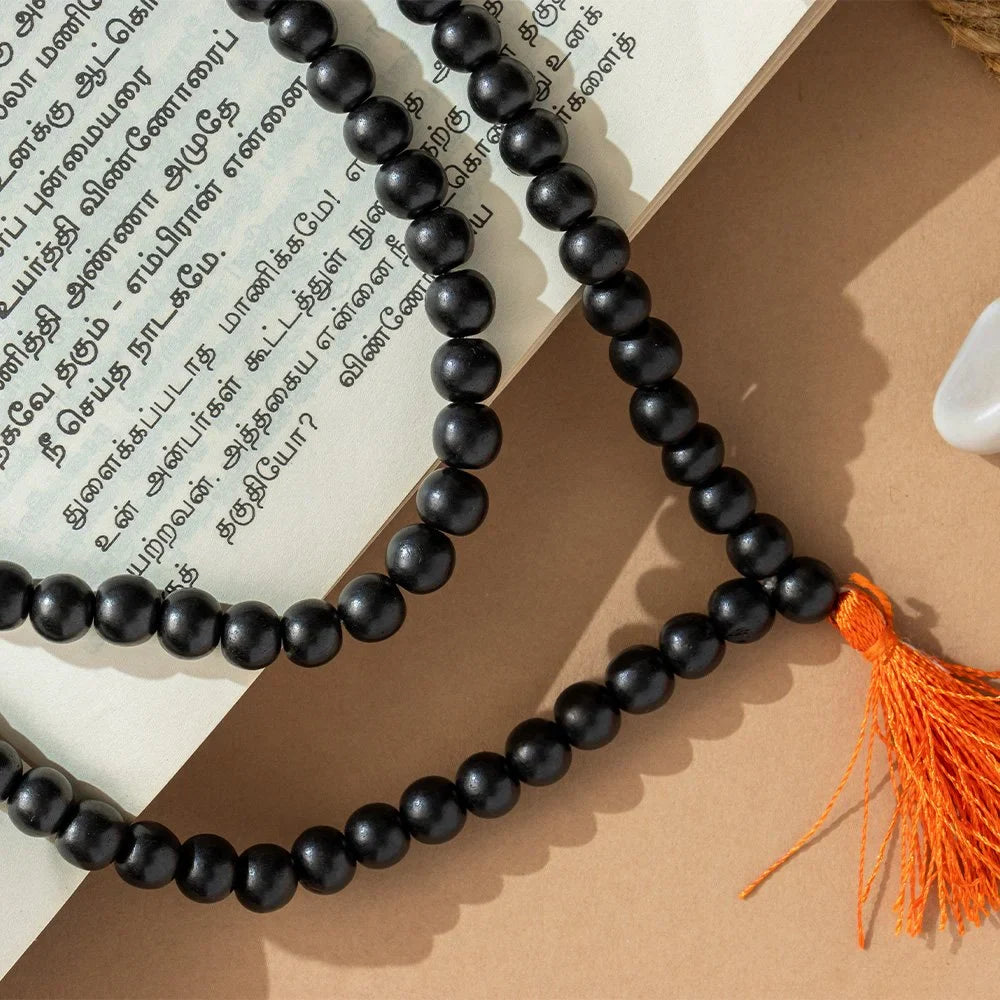 Original Karungali Mala 108-Beads Ebony Wood with Govt. Certified