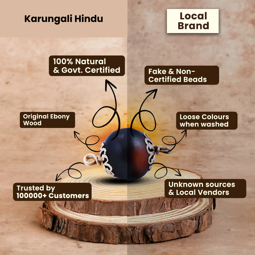Original Karungali Mala 108-Beads Ebony Wood with Govt. Certified