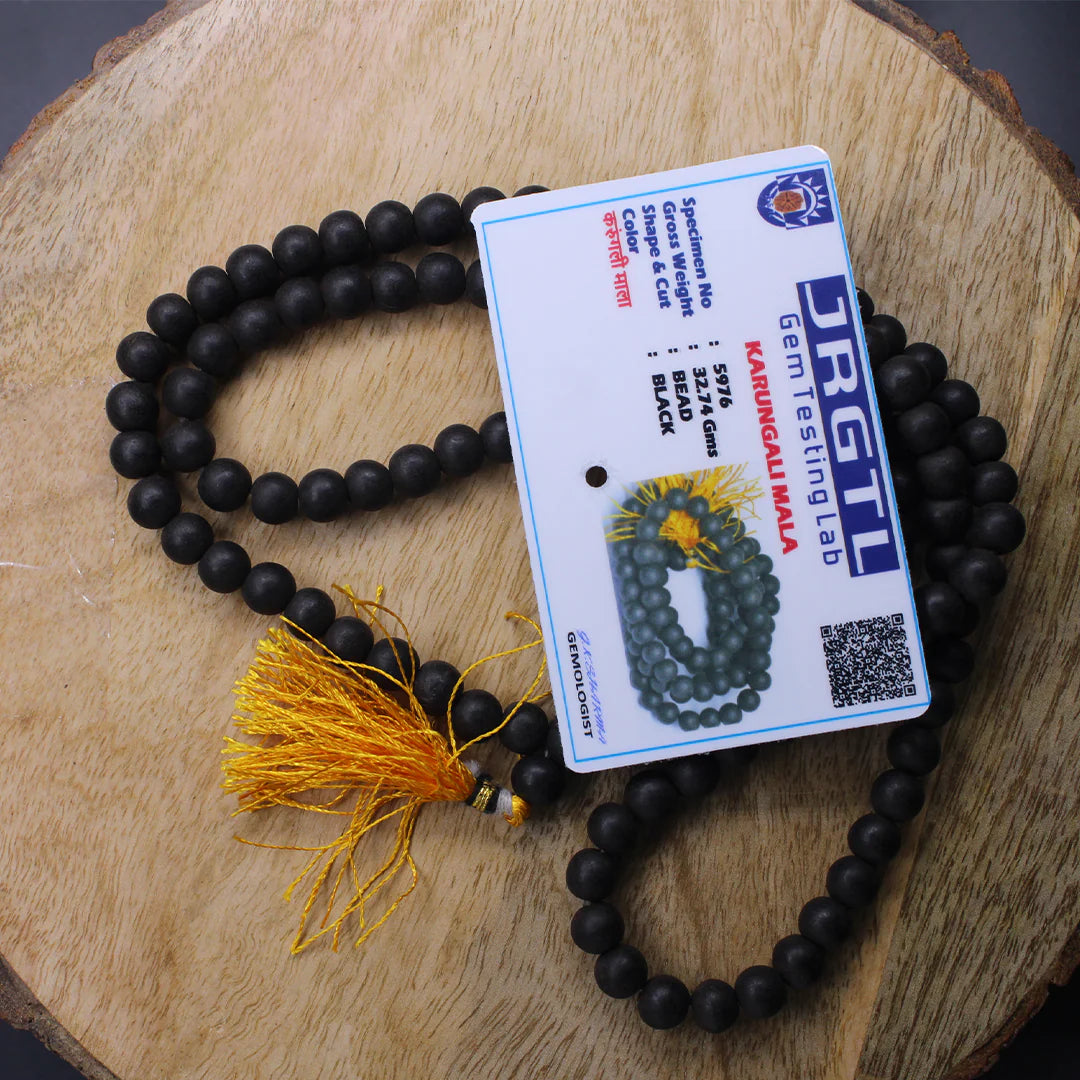 Original Karungali Mala 108-Beads Ebony Wood with Govt. Certified